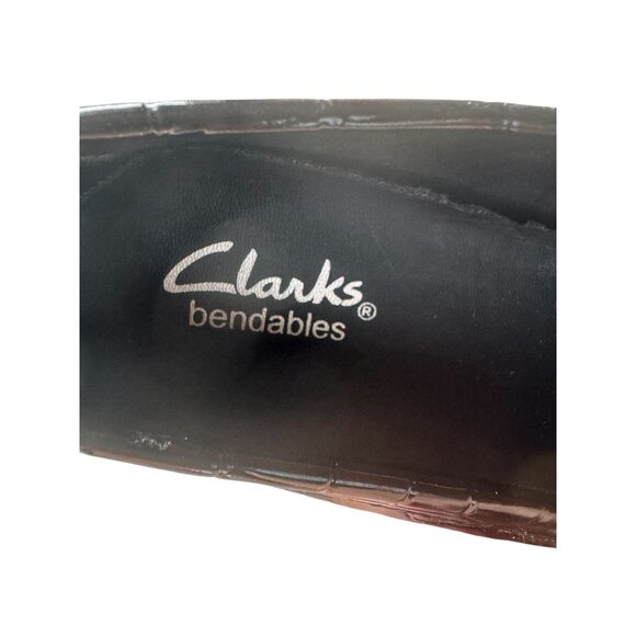 Clarks Bendables Black Embossed Croc Loafers Women's 7.5M Slip-On Comfort Shoes - Picture 5 of 10